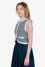 Veronica Beard White/Black Striped Sweater Vest Size M