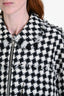 Gucci Black/White Plaid Tweed Bomber Jacket with Fringe Size 46