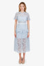 Self-Portrait Blue Abstract Guipure Midi Dress Size 2