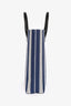 Mansur Gavriel Blue/White Striped Canvas Tote with Strap