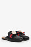 Gucci Black Leather Princetown Flower Mules Size 37