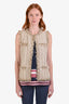 St. John Gold/White Wool Fringe Trim Detail Vest Size 6