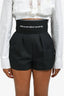 Alexander Wang Black/White Cotton Waistband Logo Shorts Size 0