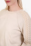 Burberry Cream Cotton Blend Knit Crewneck Sweater Size S