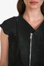 Rick Owens Black Mixed Media Cropped Leather Vest Size 10