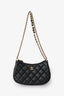 Pre-loved Chanel™ Black Quilted Lambskin Mini Hobo Shoulder Bag with Heart Chain GHW