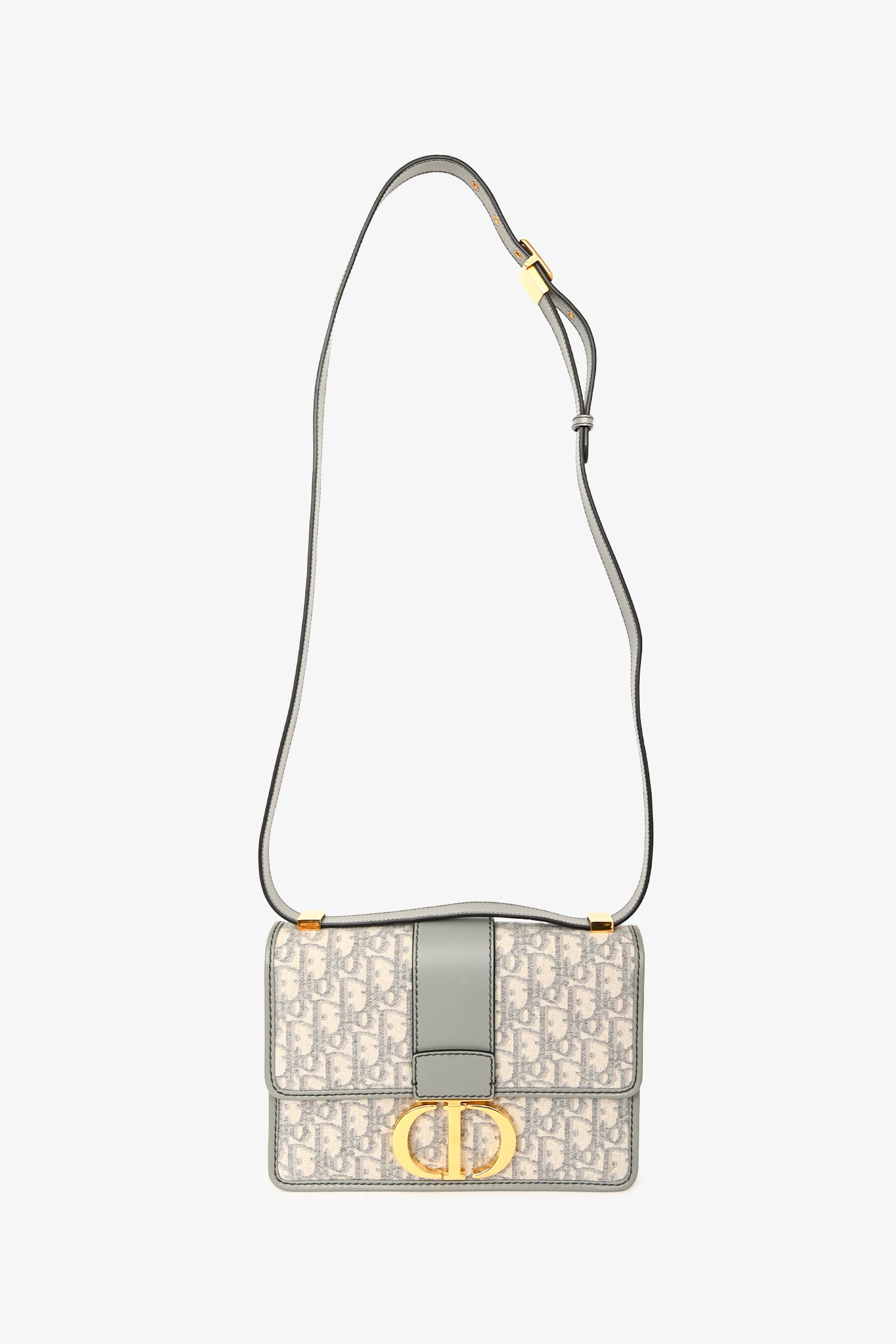 Christian Dior 2022 Grey Leather Oblique '30 Montaigne' Shoulder