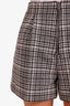 Sandro Black/White Wool Houndstooth High Waisted Zipper Shorts Size 36