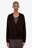 Burberry Black Check Trim Wool Cardigan Size L