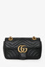 Gucci Black Leather GG Marmont Small Flap Shoulder Bag