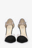 Pre-loved Chanel™ Black Satin PVC Pointed Toe Heels Size 37