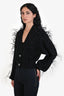 The Attico Black Wool Ostrich Feather Cardigan Size XS