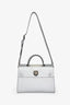 Christian Dior Silver Metallic Leather Diorever Medium Top Handle with Strap