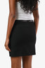 Gucci Vintage Black Wool Leather Trim Mini Skirt Size 38