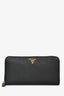 Prada Black Saffiano Leather Long Zip Wallet