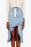 Off-White Light Blue Denim Ruffle Asymmetrical Midi Skirt Size 36