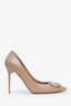 Burberry Taupe Patent Leather Buckle Detail Heels Size 37.5