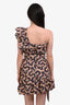 Isabel Marant Orange/Blue Cotton Ruched One Shoulder Dress Size 34 with Belt