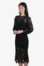 Ba&sh Black Knit Eyelet Long Sleeve Midi Dress Size S