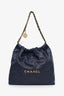 Pre-loved Chanel™ Navy Lambskin 22 Medium Hobo Bag with Pouch
