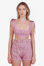 Jean Paul Gaultier X Knwls Pink Denim Lace Up Crop Top + Short Set Size M