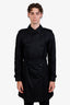 Burberry Black Kensington Belted Trench Coat Size 48