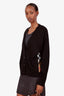 Burberry Black Check Trim Wool Cardigan Size L