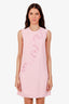 Versace Pink Embroidered Sleeveless Mini Dress Size 42