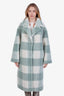 Stand Studio Green/White Check Teddy Maria Maxi Coat Estimated Size S