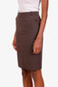 Hermès Brown Wool Midi Skirt Size 34