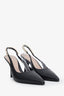 Gucci Black Leather Chain-Embellished 105mm Signoria Slingback Pumps Size 38