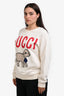 Gucci Cream/Red Dog Graphic Embellished Sweatshirt Est Size L