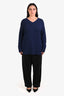 Sofie D'Hoore Navy Blue Wool Drop Waist Trousers Size 42