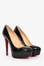 Christian Louboutin Black Patent Leather Platform Stiletto Heels Size 36
