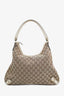 Gucci White Leather and Monogram Canvas Small Abbey Hobo Bag