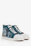 Christian Louboutin Blue Animal Print Lou Spikes High Top Sneakers Size 45 Men's