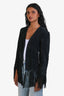 Veste Barbara Bui en daim noir à bordure à franges Taille 40
