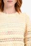 Isabel Marant Cream Crocheted Three-Quarter Sleeve Crop Top Size 36