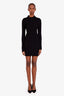 Courreges Black Knit Ribbed Mock Neck Midi Dress Size 2