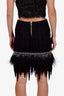 Balmain Black Tweed Feather Chain Sequin Fringe Mini Skirt Size 38