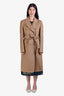 Gucci Camel Wool Rabbit Leather Buttoned Coat Size 46