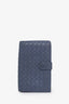 Bottega Veneta Blue Intrecciato Woven Nappa Leather French Flap Wallet