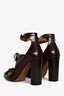 Chloe Burgundy Leather Triple Buckle Mary Jane Pumps Size 36.5