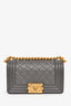 Pre-loved Chanel™ 2022+ Grey Caviar Leather Small Boy Bag GHW