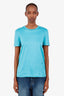 Loro Piana Blue Cotton Logo T-Shirt Size 46