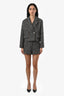 Sandro Black/Multicolour Tweed Double Breasted Cropped Blazer + Mini Short Set Size 34