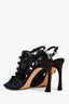 Christian Dior 2016 Navy Blue Silk Peep Toe Slingback Heels Size 38.5