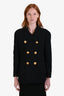 Pre-loved Chanel™ Vintage Black Tweed Logo Embroidered Sleeve with Gold Buttons Size 42