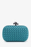 Bottega Veneta Green Intrecciato Woven Satin Knot Clutch