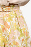 Zimmermann Cream/Green Linen Floral Bow Detail Shorts Size 0
